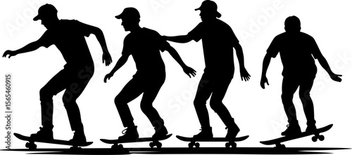Skateboarders High Five Silhouette vector bundle