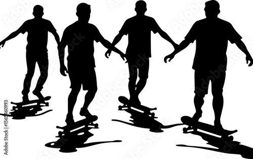 Skateboarders High Five Silhouette vector bundle