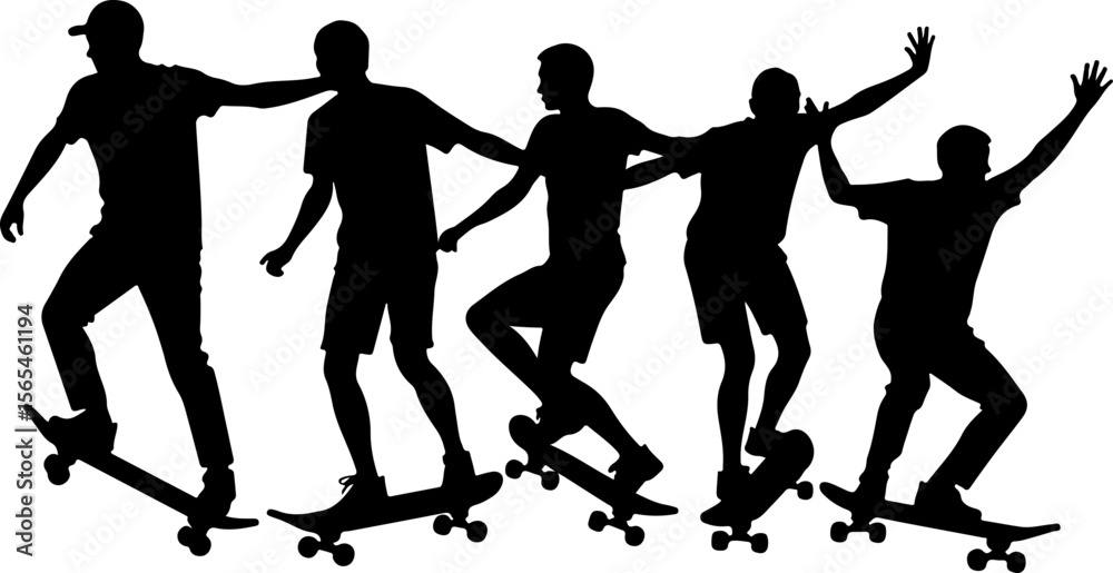 Fototapeta premium Skateboarders High Five Silhouette vector bundle