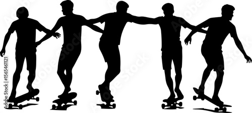 Skateboarders High Five Silhouette vector bundle