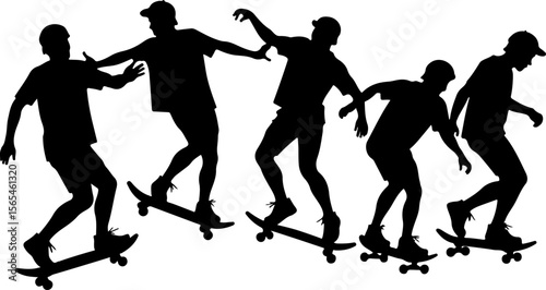 Skateboarders High Five Silhouette vector bundle