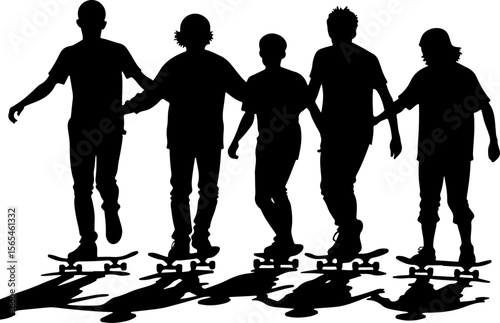 Skateboarders High Five Silhouette vector bundle