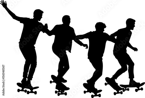 Skateboarders High Five Silhouette vector bundle