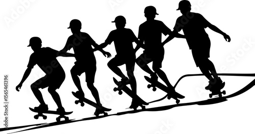 Skateboarders High Five Silhouette vector bundle