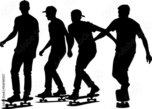 Skateboarders High Five Silhouette vector bundle