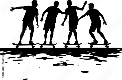 Skateboarders High Five Silhouette vector bundle
