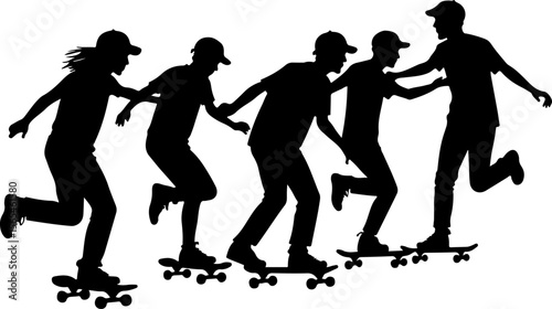 Skateboarders High Five Silhouette vector bundle