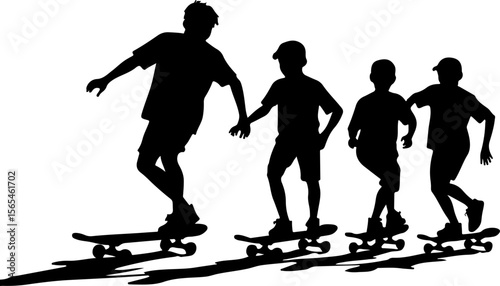 Skateboarders High Five Silhouette vector bundle