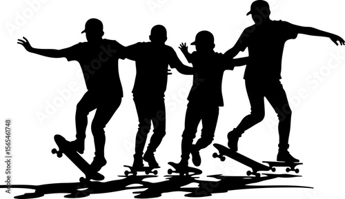 Skateboarders High Five Silhouette vector bundle