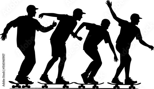 Skateboarders High Five Silhouette vector bundle