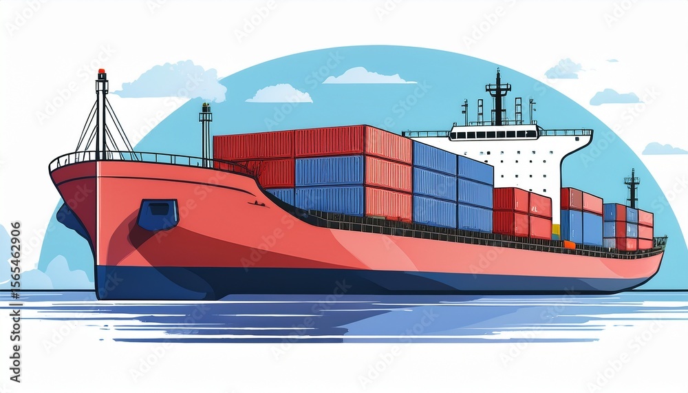 Naklejka premium cargo vessel ship carrying container for import export