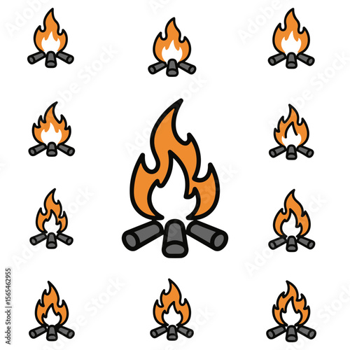 A set of vector collection of campfire graphics is an essential element for any camping-themed creative project