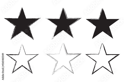 Grunge star with brush stroke texture vector for distressed awards, rock music, or rebellious spirit. Ideal for rough, edgy designs, vintage themes, or artistic statements.