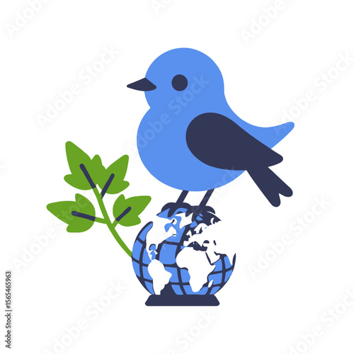 Blue Bird On Earth-Nature Conservation-Environment Friendly-Global Harmony-Ecological Balance