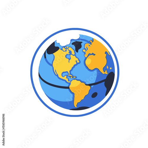 Cartoon Globe Illustration-Earth with Continents-Colorful World Map Design-Geography Icon-Global Awareness Image-Educational Resource-Planet Earth Graphic