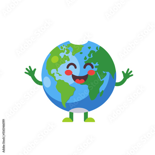 Cute Earth Cartoon-Happy Planet-Friendly Earth-World Globe Image-Earth Day Graphic-Cartoon Earth Illustration