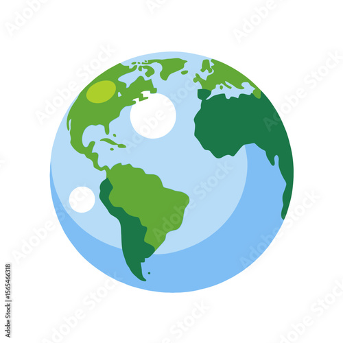 Earth Illustration - Globe Showing Americas and Africa - Cartoon Earth Image - World Continent Visualization - Planet Icon Design