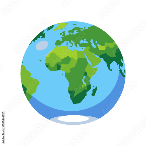 Globe Illustration Featuring Africa Europe and Asia-Cartoon Earth Depicting Continents and Oceans-World Map Graphic for Educational Resources