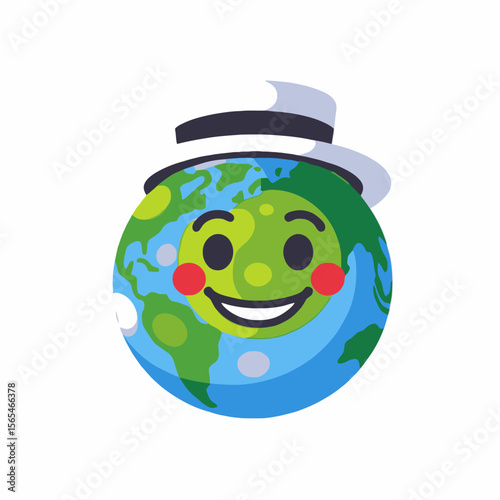 Happy Earth Emoji-Cartoon Earth-Smiling Planet-World Emoji-Cute Earth Image-Planet Earth Illustration-Funny Earth Cartoon