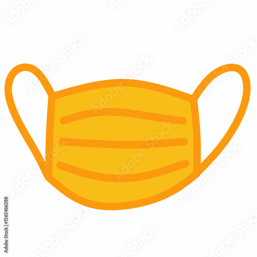 Yellow cartoon face mask in flat style, ideal for science, medical, and safety-themed illustrations. Great for school, hospital, or pandemic-related visuals.