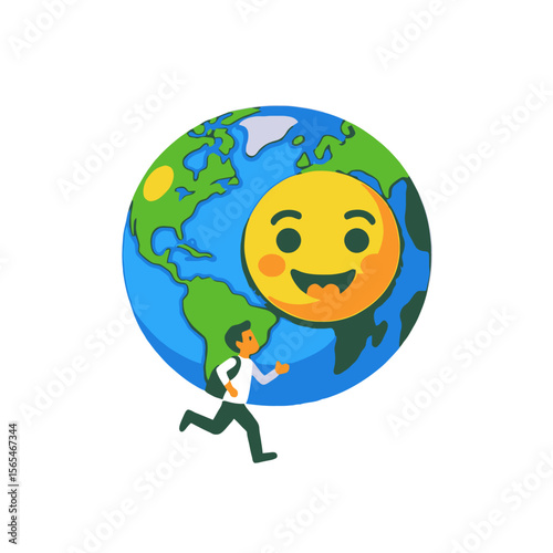 Happy Earth Day-Saving Our Planet-Protecting Environment-World Cartoon-Earth Day Image-Eco Friendly Planet-Sustainable Living-Caring For Earth-Sustainable Future-Environmental Awareness