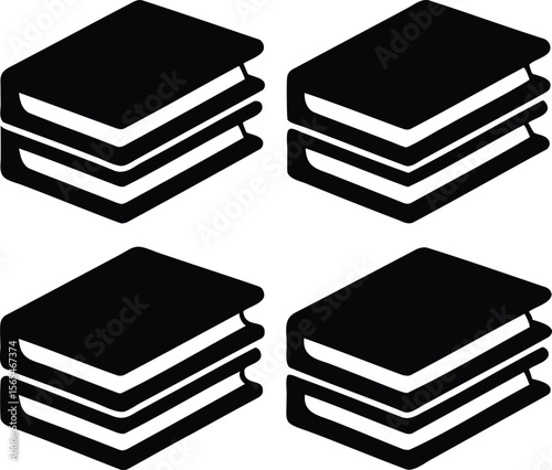 Silhouette of a Stack of Books with Clean, Simple Design