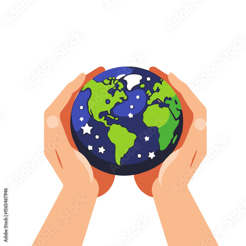 Protect Our Planet-Hands Holding Earth Illustration-Environmental Awareness-Sustainable Future-Global Responsibility-Save Earth-World in Our Hands