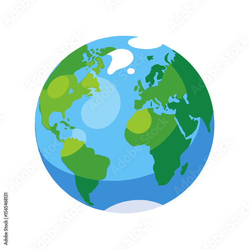 Cartoon Earth Globe Illustration-World Map Depiction-Geography Concept-Educational Resource-Vibrant Colors-Simplified Cartography-Global Awareness-Environmental Theme