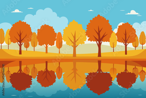 autumn trees vector illustration