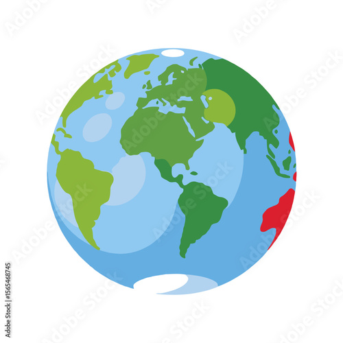 Illustration of Planet Earth with Continents and Oceans- Globe Graphic for Education and Design- Earth Day Clipart and Global Awareness Concepts