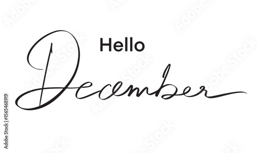 Hello December text font calligraphy hand written lettering script black color object icon hallo december month happy new year merry christmas xmas event party banner hallo december month winter time