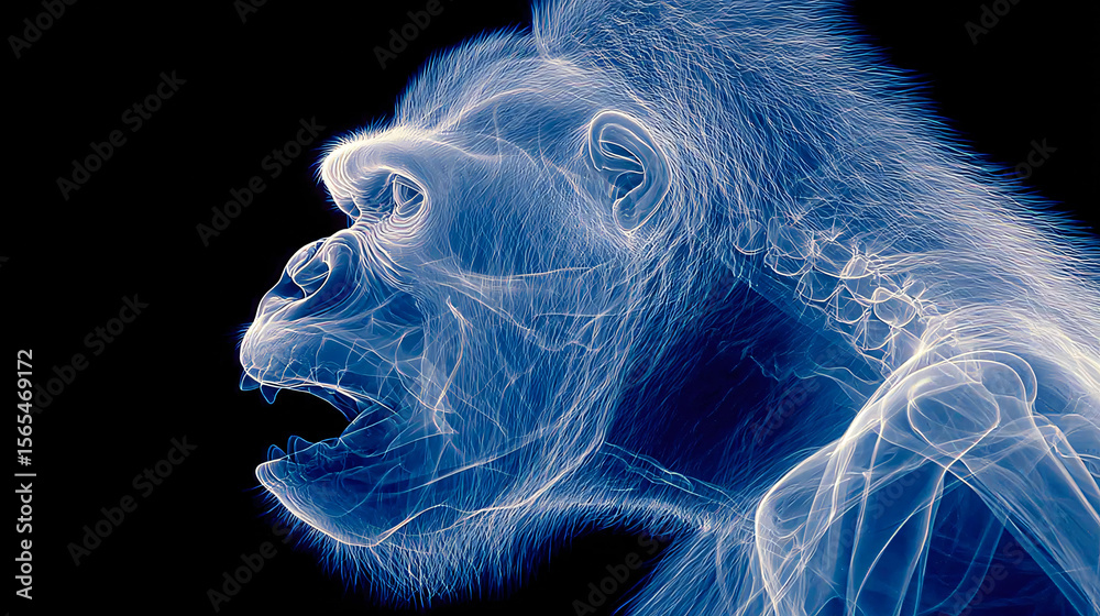 Explore the stark beauty of a gorilla's cranial structure through a clean minimalist outline revealing the intricate skeletal form of this powerful primate's head in a unique artistic rendition Explore the stark beauty of a gorilla's cranial structure through a clean minimalist outline revealing the intricate skeletal form of this powerful primate's head in a unique artistic rendition