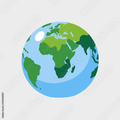 Cartoon Earth Illustration-Depicting Continents and Oceans-Colorful Globe Design for Educational Materials-Geography Resources-Global Awareness-Environment Concepts