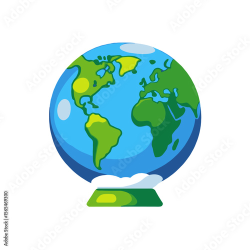 Cartoon Earth Globe Illustration-Depicts Continents and Oceans-Perfect for Geography Lessons-Educational Resource for Kids-World Map Design with Stand