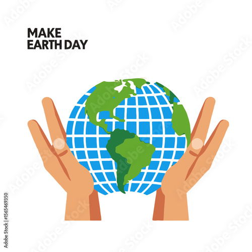 Celebrate Earth Day-Protect Our Planet-Hands Holding Globe-Eco-Friendly Living-Sustainable Future-Environmental Awareness-Go Green-Earth Day Illustration-Nature Conservation