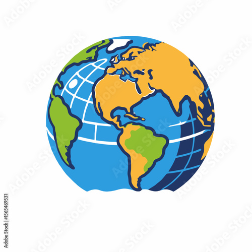 Colorful World Globe Image-Geography Education Resource-Earth Illustration for Kids-Global Awareness Graphic-Learn Continents and Oceans-Atlas Design Element