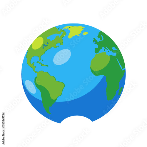 Earth Illustration-World Globe Image-Blue and Green Earth-Continents and Oceans Depicted-Global Awareness-Educational Resource-World Map-Flat Design Earth-Geography Image