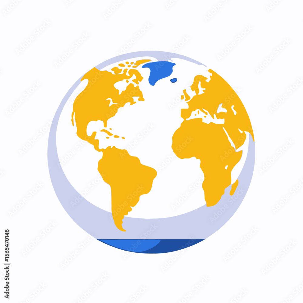 Naklejka premium Globe Illustration of the World Continents-Geographic Representation of Earth-Colorful World Map Depicting Global Landscapes-Explore the World with this Visual Aid