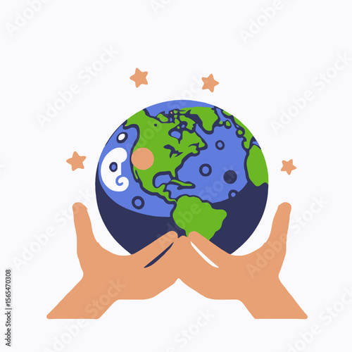 Protecting Our Planet-Hands Holding Earth Illustration-Environmental Awareness-Sustainable Living-Eco Friendly Practices-Global Responsibility-Save Earth-Love The Earth