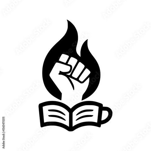 A flame that subtly forms a clenched fist symbolizing power, protest, or passion icon