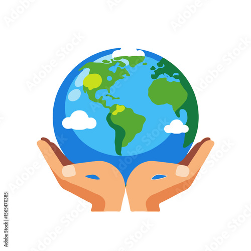Protect Our Planet-Hands Holding Earth Illustration-Eco-Friendly Lifestyle-Sustainable Living-Global Conservation-Environmental Awareness