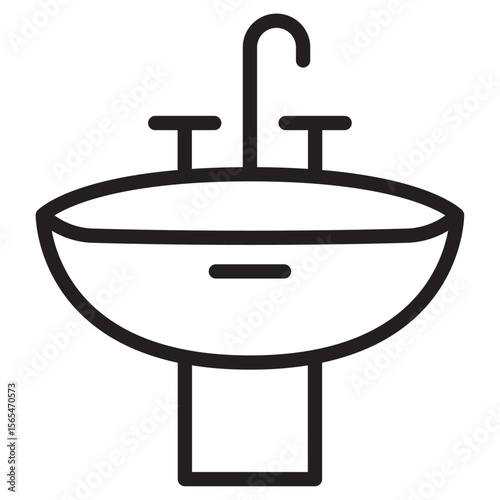 Bathroom sink icon thin vector sign symbol