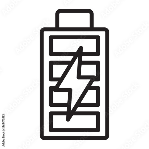 Battery charging icon thin vector sign symbol