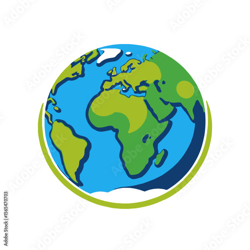 Cartoon Globe Illustration- World Map with Green Continents and Blue Oceans- Educational Resources for Kids and Geography Lovers- Travel the World From Home