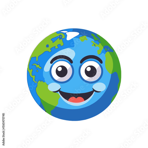 Happy Earth Cartoon Illustration- Smiling Globe for Kids- Educational Resource for Geography- World Environment Day Graphic- Cute Earth Day Image