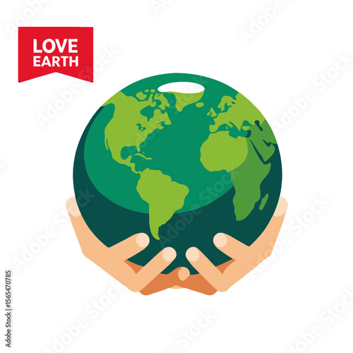 Love Earth Illustration-Hands Holding Globe-Earth Day Concept-Environmental Awareness-Sustainable Living-Protect Our Planet-Go Green Initiative