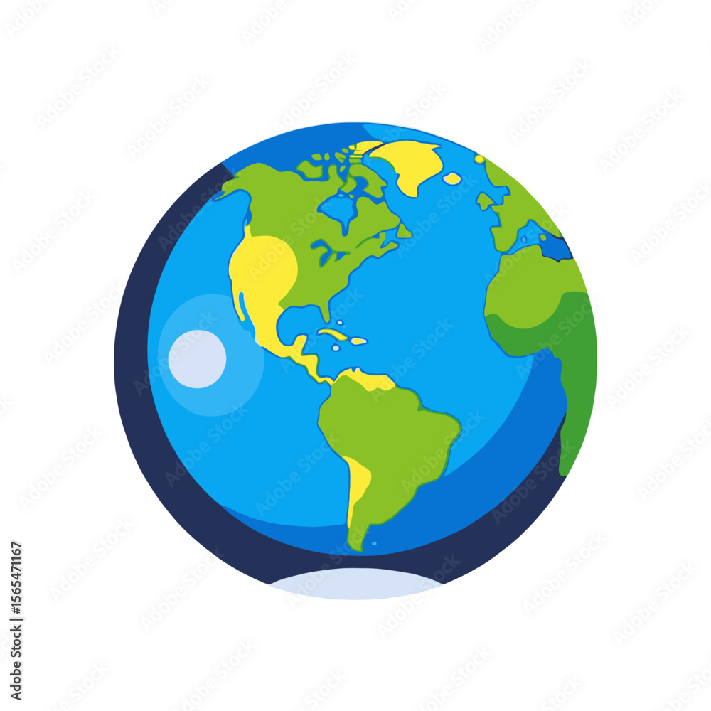 Fototapeta premium Cartoon Globe Illustration- World Map Graphic- Earth Day Image- Geography Concept- Global Awareness Visual- Planet Earth Artwork- Continent Representation