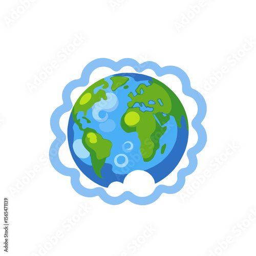 Cartoon Earth Illustration-World Globe Graphic-Educational Geography Image-Planet Earth with Cute Design-Global Awareness Concept