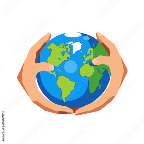 Hands Holding Globe Illustration-Protect the Earth Concept-Environmental Awareness Graphic-Sustainable Future Image-Global Responsibility Artwork