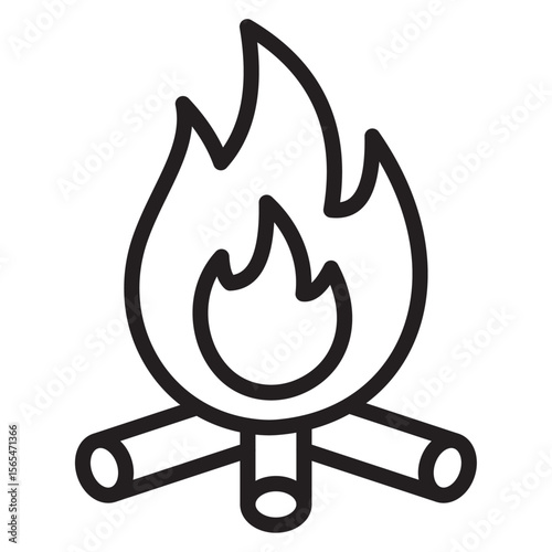 Campfire icon thin vector sign symbol